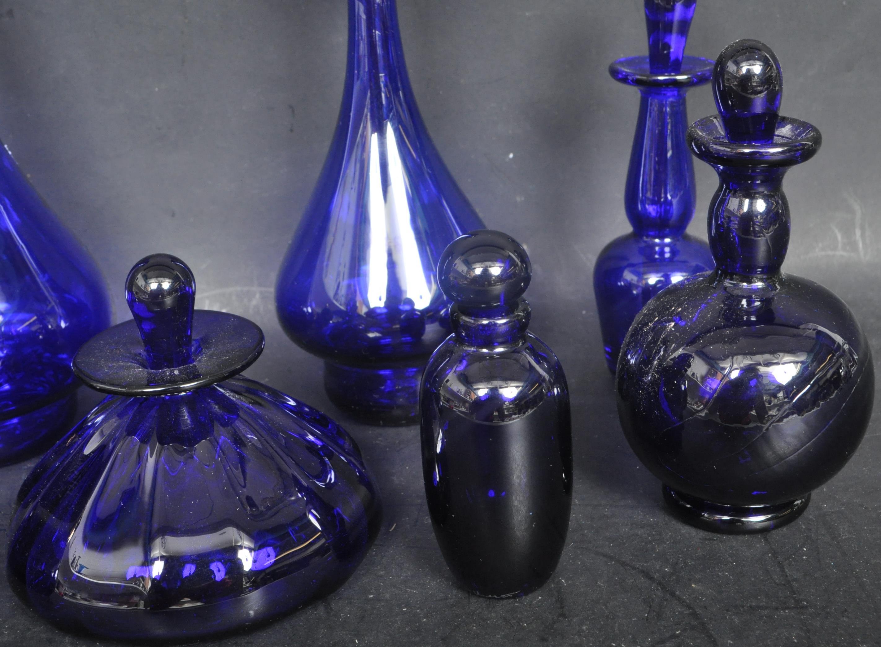 COLLECTION OF BRISTOL BLUE COBALT GLASS BOTTLES - Image 3 of 4