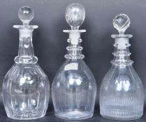 THREE GEORGIAN & VICTORIAN GLASS DECANTERS