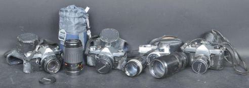 COLLECTION OF VINTAGE CAMERAS & LENS TO INCLUDE PENTAX