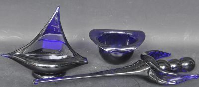 BRISTOL BLUE COBALT GLASS ORNAMENTS