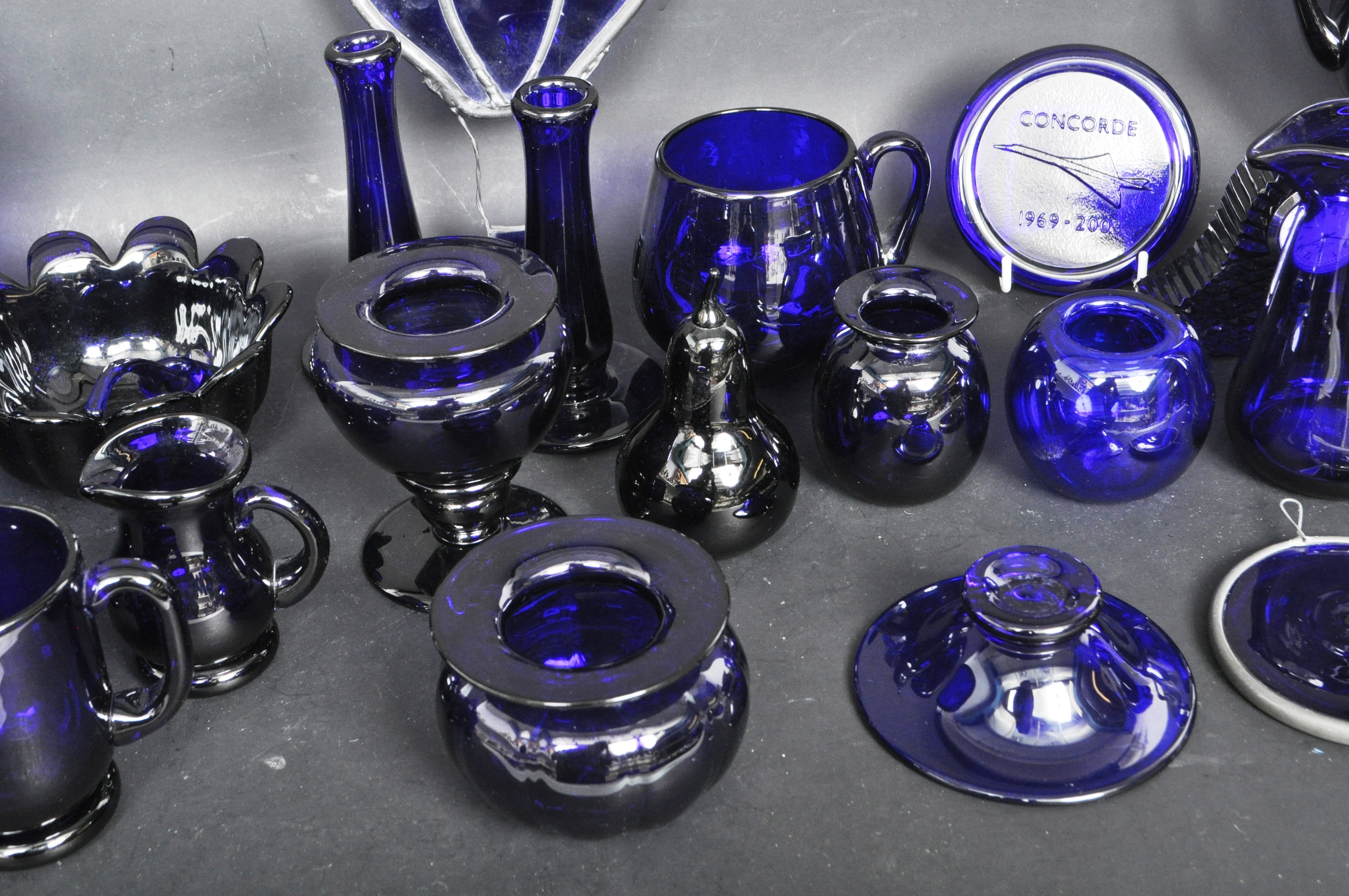 LARGE ASSORTMENT OF BRISTOL BLUE COBALT GLASS ITEMS - Image 5 of 7