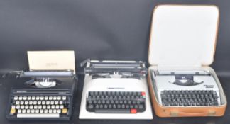 COLLECTION OF THREE RETRO VINTAGE 20TH CENTURY TYPEWRITERS