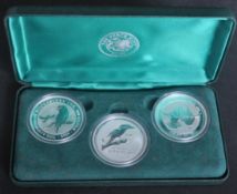 COLLECTION OF THREE KOOKABURRA .999 SILVER COINS