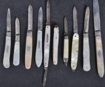 COLLECTION OF VICTORIAN AND LATER STERLING SILVER FRUIT KNIVES