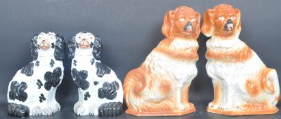LARGE 19TH CENTURY STAFFORDSHIRE SPANIELS - DOGS