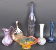 ASSORTMENT OF MDINA ART GLASS VASES & BOWL