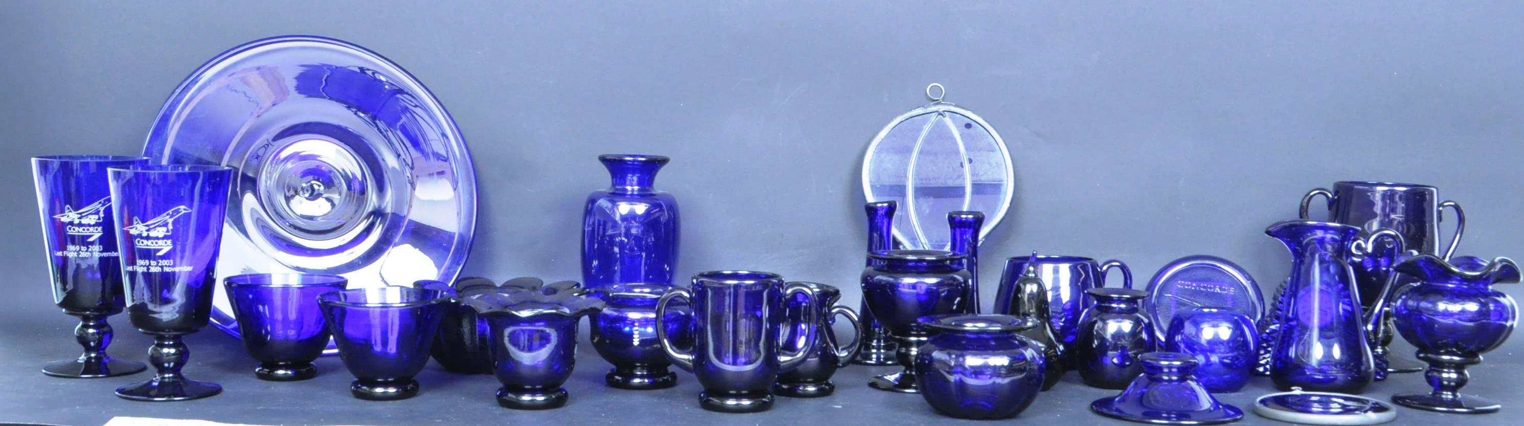 LARGE ASSORTMENT OF BRISTOL BLUE COBALT GLASS ITEMS - Image 2 of 7