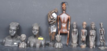 COLLECTION AFRICAN TRIBAL WOODEN STATUES - FIGURES