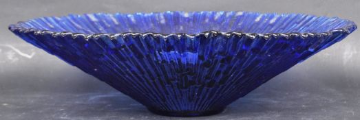 LARGE RETRO COBALT BLUE GLASS FRUIT BOWL