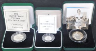 COLLECTION OF THREE SILVER .925 SILVER PIEDFORT COINS