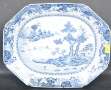18TH CENTURY CHINESE ORIENTAL BLUE & WHITE CHARGER