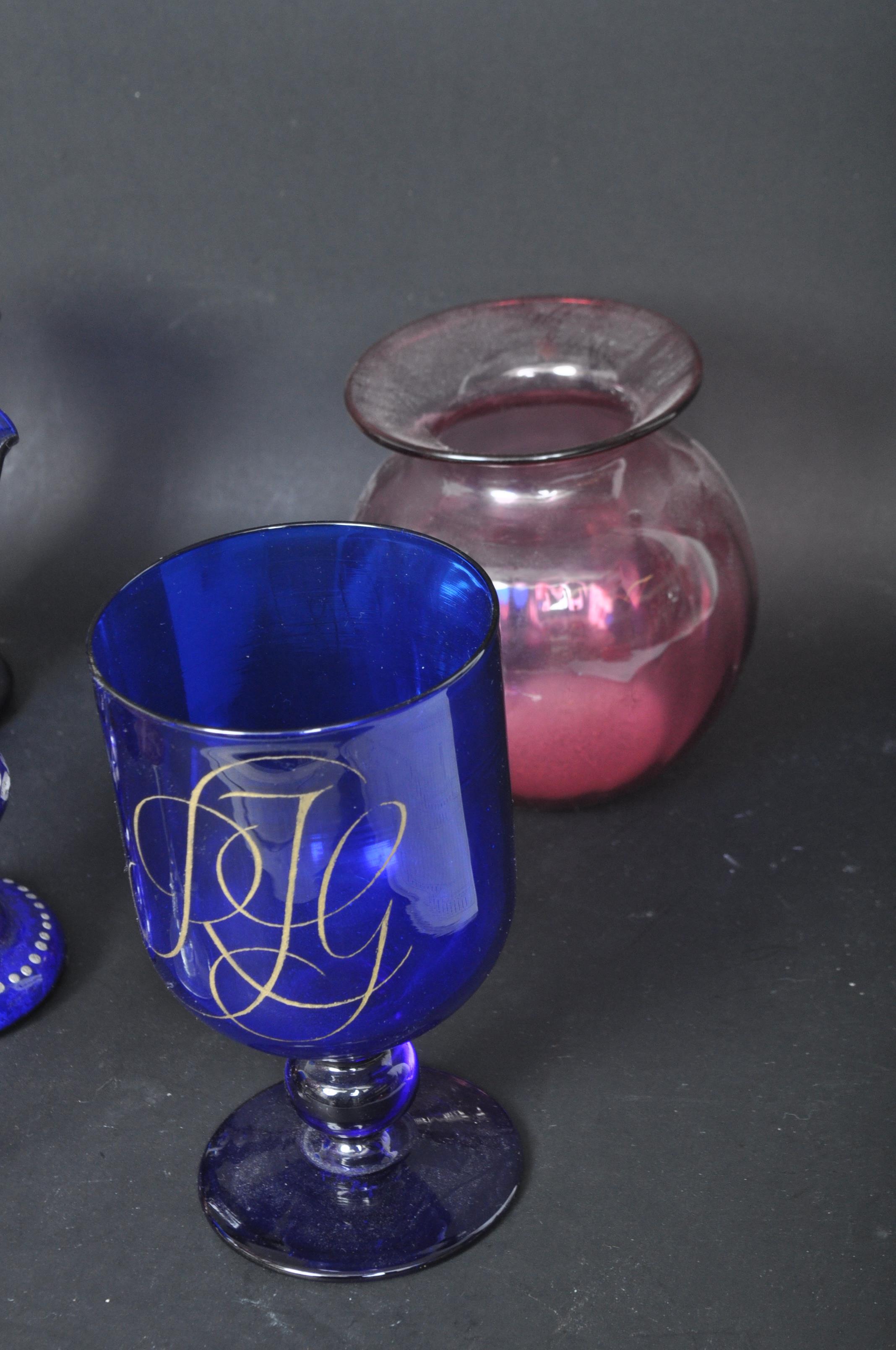 VICTORIAN & LATER CRANBERRY & COBALT GLASS - Image 6 of 6