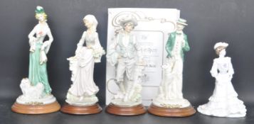 COALPORT LOUISA FIGURE & FOUR CAPODIMONTE BELCARI FIGURES