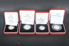 COLLECTION OF FIVE UK DENOMINATION SILVER PROOF COINS