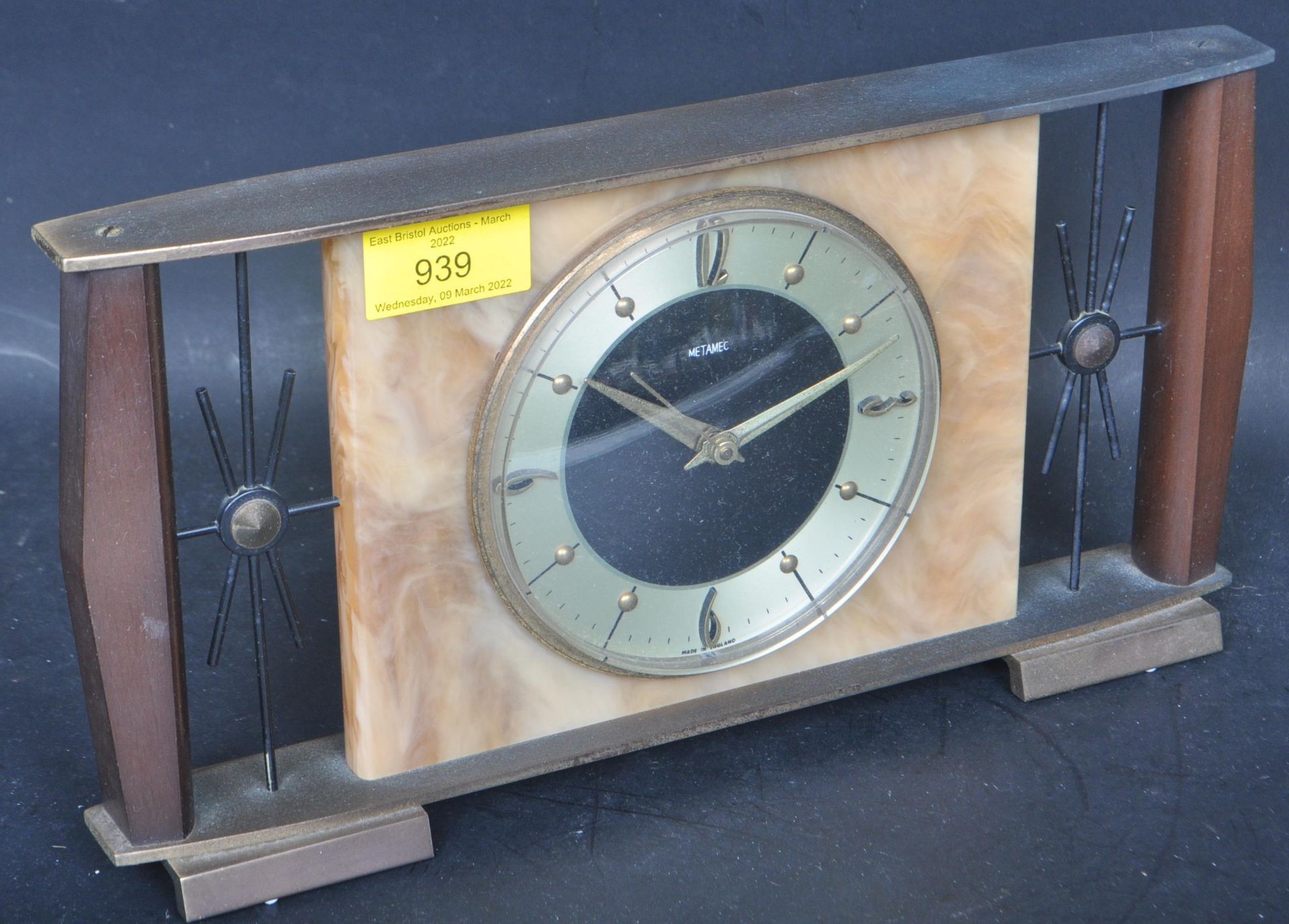 RETRO MID 20TH CENTURY METAMEC MANTEL CLOCK - Bild 5 aus 5