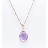 9CT GOLD & AMETHYST PENDANT NECKLACE