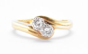 HALLMARKED 18CT GOLD & DIAMOND CROSSOVER RING