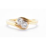 HALLMARKED 18CT GOLD & DIAMOND CROSSOVER RING