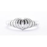 HALLMARKED 9CT WHITE GOLD HEART RING