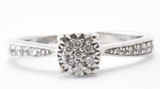 9CT WHITE GOLD & DIAMOND CLUSTER RING