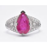 18CT WHITE GOLD RUBY & DIAMOND DRESS RING