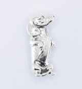 SILVER DASCHUND SAUSAGE DOG BROOCH