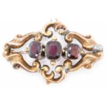 VICTORIAN 9CT GOLD & GARNET BROOCH