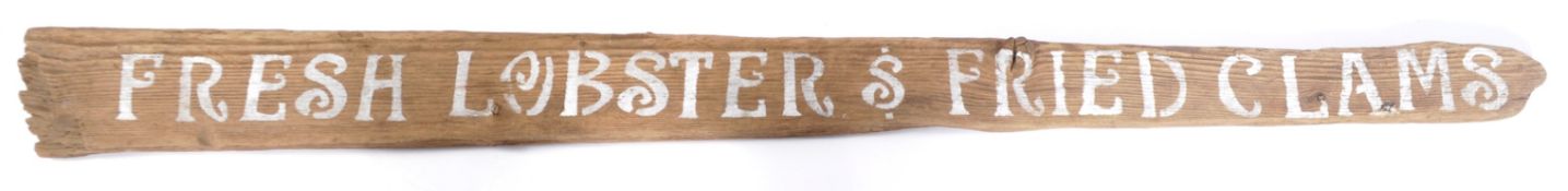 VINTAGE CORNWALL DRIFTWOOD 'FRESH LOBSTER AND FRIED CLAMS' SIGN