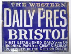 THE WESTERN DAILY PRESS - BRISTOL - EARLY 20TH ENAMEL SIGN