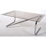 1970'S CHROME AND SMOKED GLASS TOPPED COFFEE TABLE