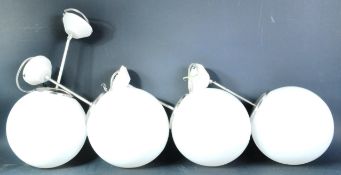 MATCHING SET OF FOUR ART DECO STYLE HANGING GLOBE LIGHTS