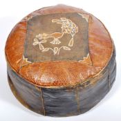 LATE 20TH CENTURY LEATHER UPHOLSTERED FOOTSTOOL / POUFFE