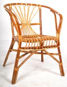 RETRO 20TH CENTURY ITALIAN BAMBOO AND WICKER ARMCHAIR