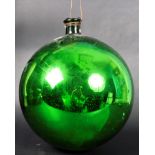 LARGE VICTORIAN IRIDESCENT GREEN GLASS WITCHES BALL