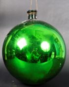 LARGE VICTORIAN IRIDESCENT GREEN GLASS WITCHES BALL