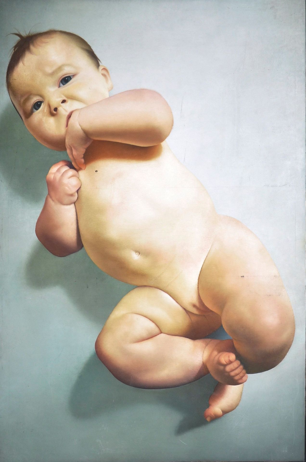 LEE STEWART (B. 1972) - LARGE OIL ON CANVAS PAINTING OF A BABY - Image 2 of 8