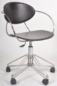 BROWN LEATHERETTE DESK CHAIR ON CHROME SUPPORTS