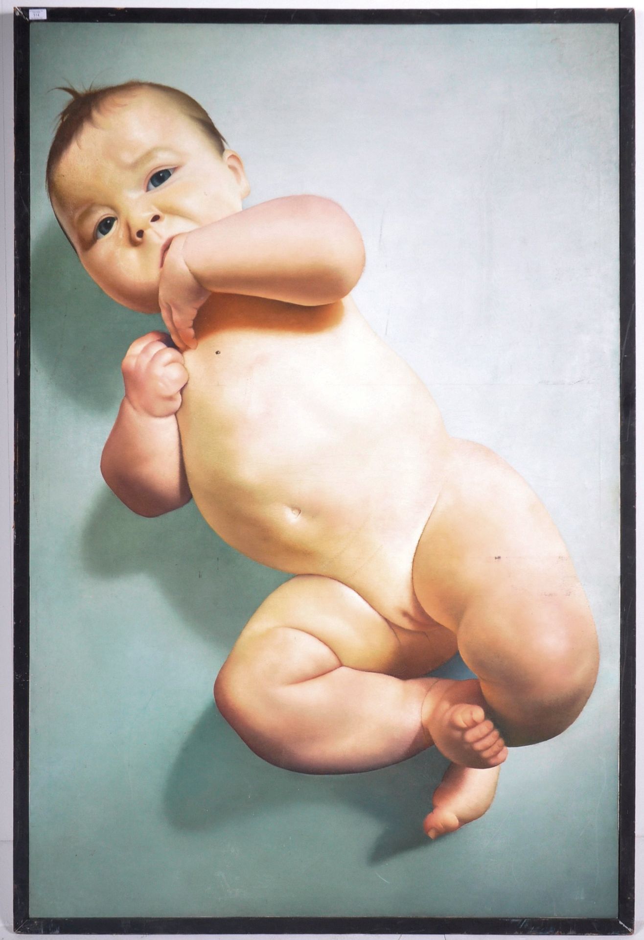 LEE STEWART (B. 1972) - LARGE OIL ON CANVAS PAINTING OF A BABY