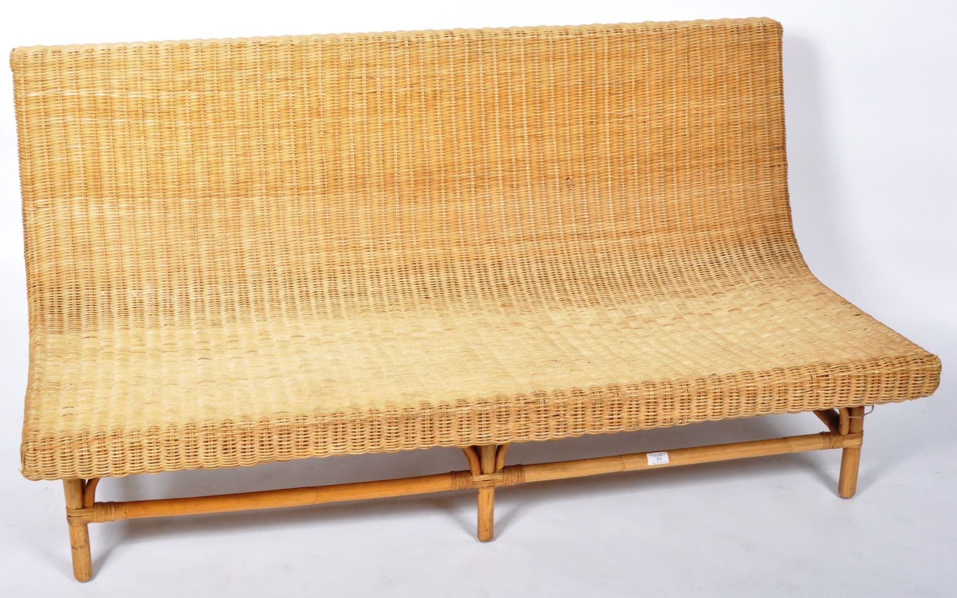 RETRO WICKER / CANE AND BAMBOO BENCH / LOUNGE SOFA CHAIR - Image 2 of 7