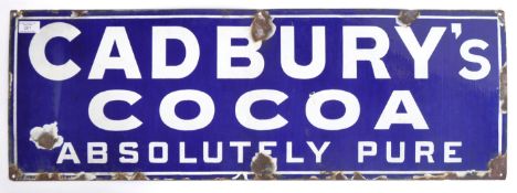 CADBURY'S COCOA - EARLY 20TH CENTURY ENAMEL ADVERTISING SIGN