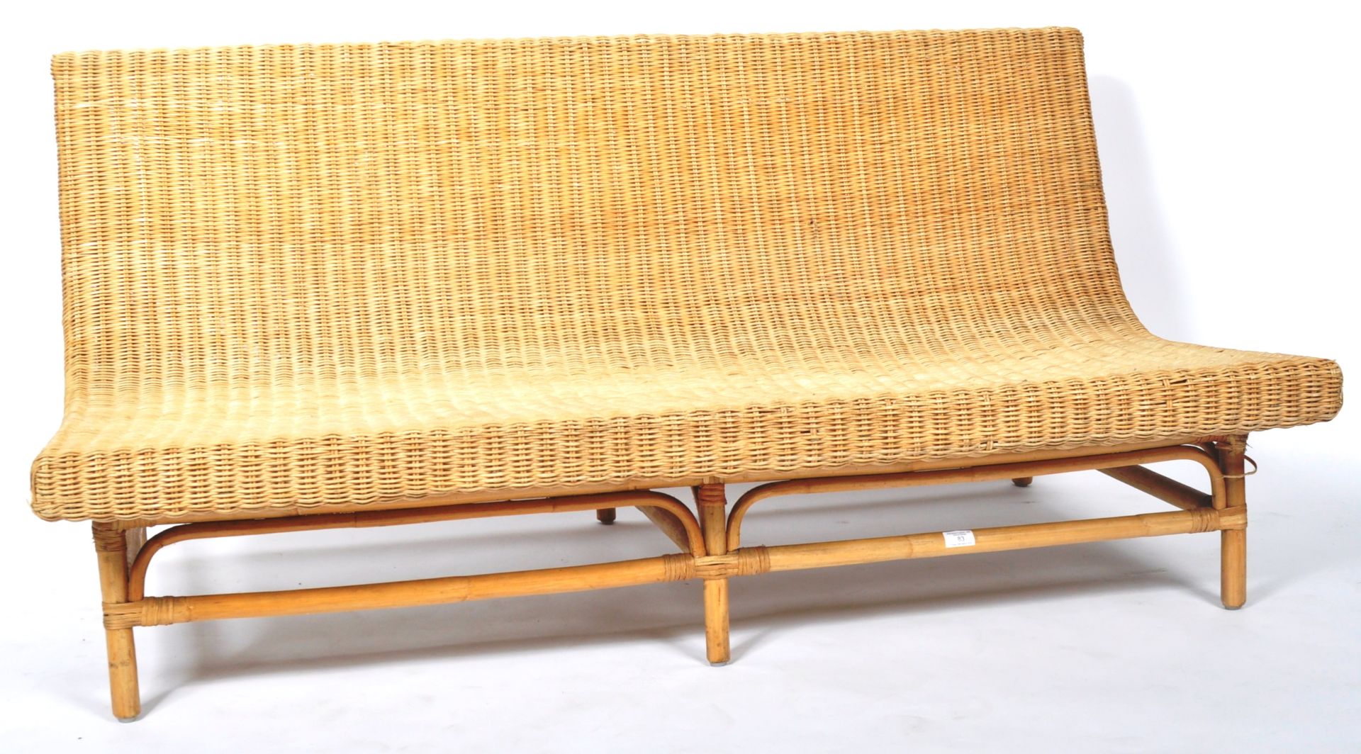 RETRO WICKER / CANE AND BAMBOO BENCH / LOUNGE SOFA CHAIR