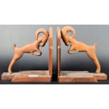 MATCHING PAIR OF RETRO 20TH CENTURY CARVED TEAK BOOKENDS