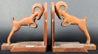 MATCHING PAIR OF RETRO 20TH CENTURY CARVED TEAK BOOKENDS