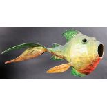 RETRO PAPIER-MACHE AND WIRE ABSTRACT MODEL OF A FISH