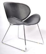 1970S BLACK LEATHER AND CHROME EAMES STYLE CHAIR