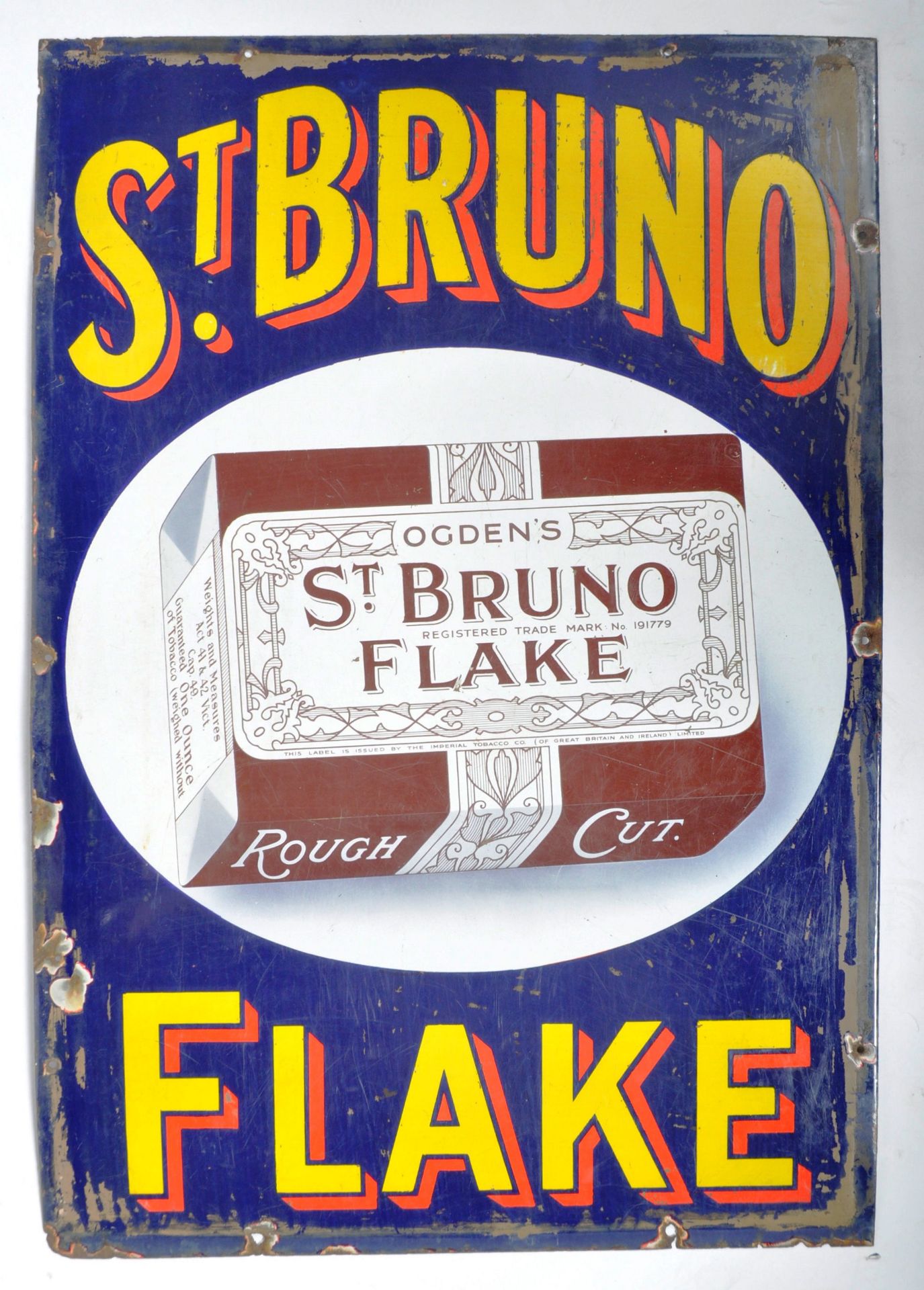 ST BRUNO FLAKE - OGDEN'S - EARLY 20TH ENAMEL ADVERTISING SIGN