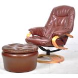 CONTEMPORARY DARK BROWN LEATHER UPHOLSTERED RECLINING CHAIR