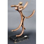 UNUSUAL 20TH CENTURY HOLLOW BRONZE ENTWINED LOVERS SCULPTURE