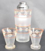 ART DECO FROSTED GLASS COCKTAIL SHAKER & GLASSES