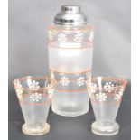 ART DECO FROSTED GLASS COCKTAIL SHAKER & GLASSES